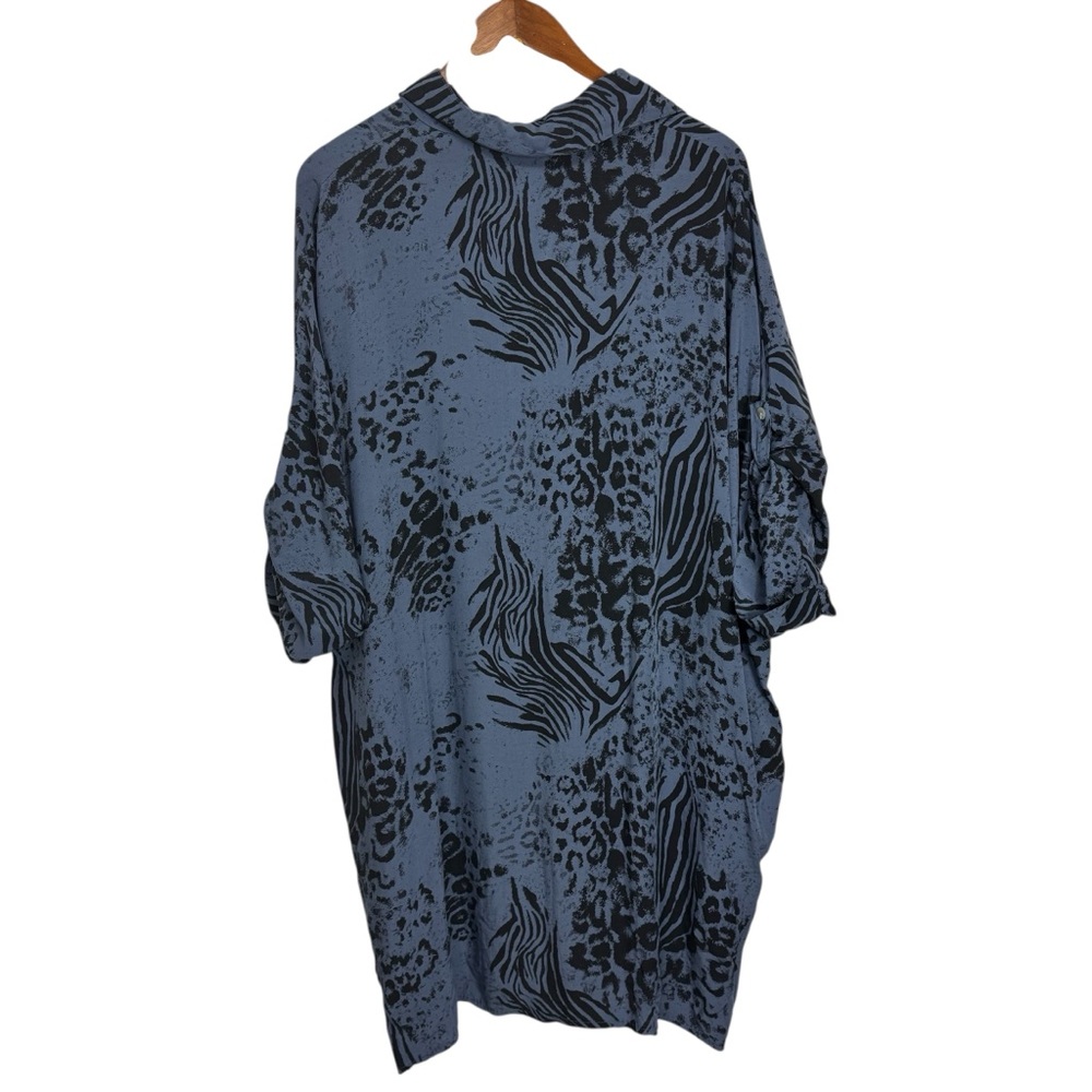 Blue and Black Animal Print Dress With Pockets Made in Italy - Picture 7 of 11